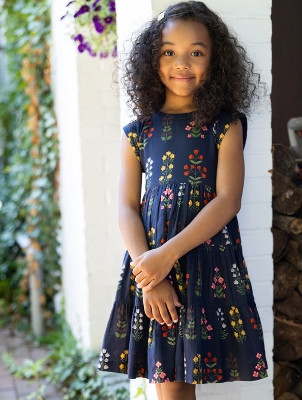 Navy Field Floral Peachy Dress