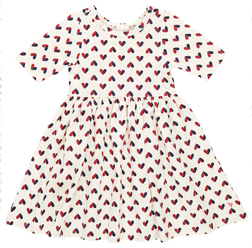 Organic Steph Dress | Mini Half Hearts