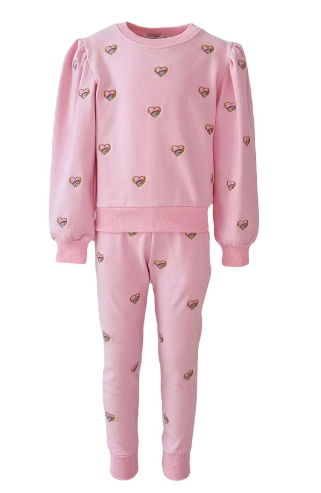 Pink Embroidered Heart Set