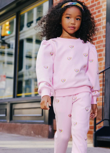 Pink Embroidered Heart Set