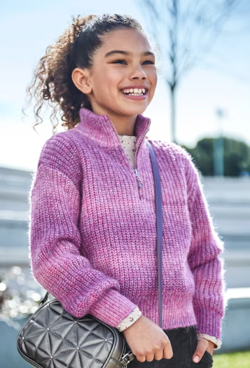 Mauve Gradient 3/4 Zip Sweater | 7307
