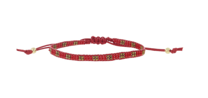 Thin Red/Gold Beaded Band Bracelet