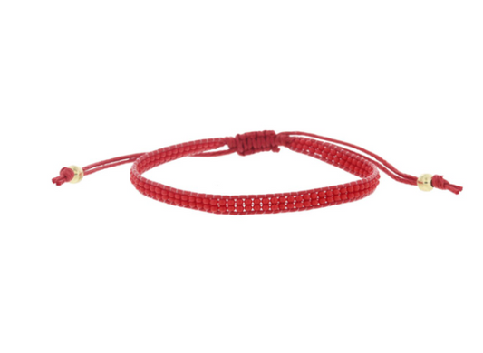 Thin Red Beaded Band Bracelet