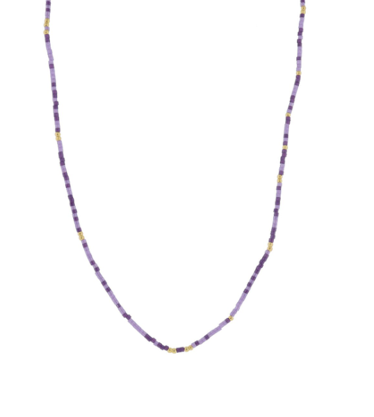 Purple Color Wheel 18k Plated Bead Necklace