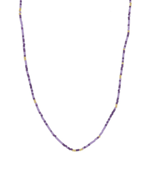 Purple Color Wheel 18k Plated Bead Necklace