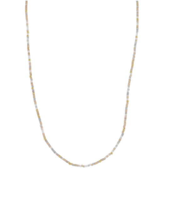Natural Color Wheel 18k Plated Bead Necklace