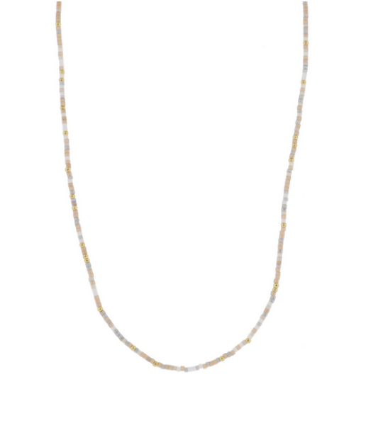 Natural Color Wheel 18k Plated Bead Necklace