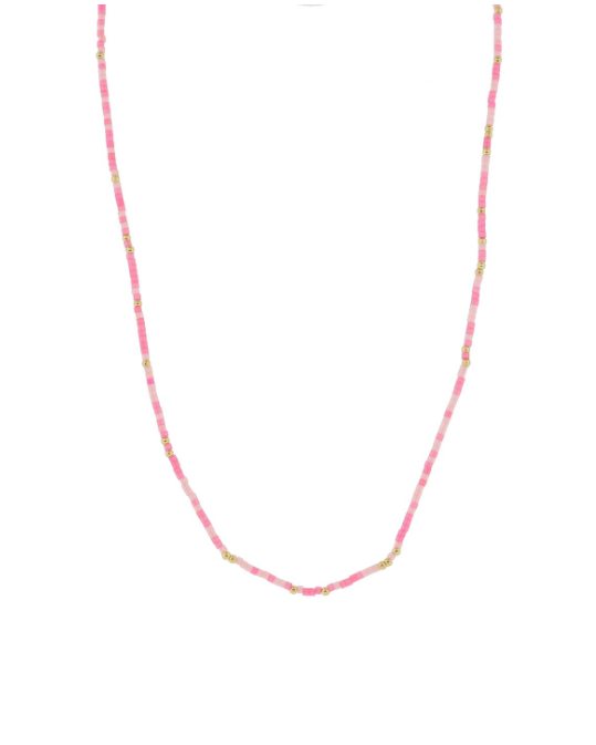 Muti Pink Color Wheel 18k Plated Bead Necklace