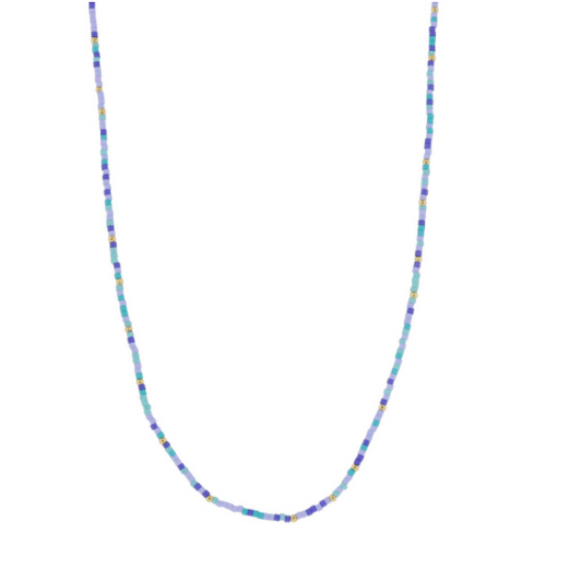 Muti Blue Color Wheel 18k Plated Bead Necklace