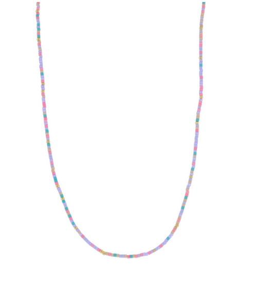 Pastel Muti Color Wheel 18k Plated Bead Necklace