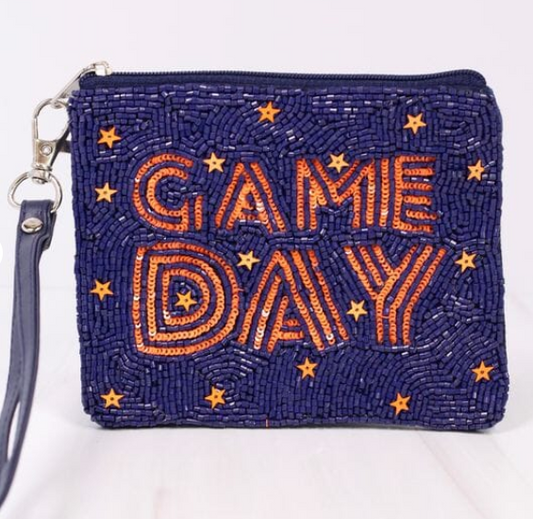 Blue Game Day Star Wristlet