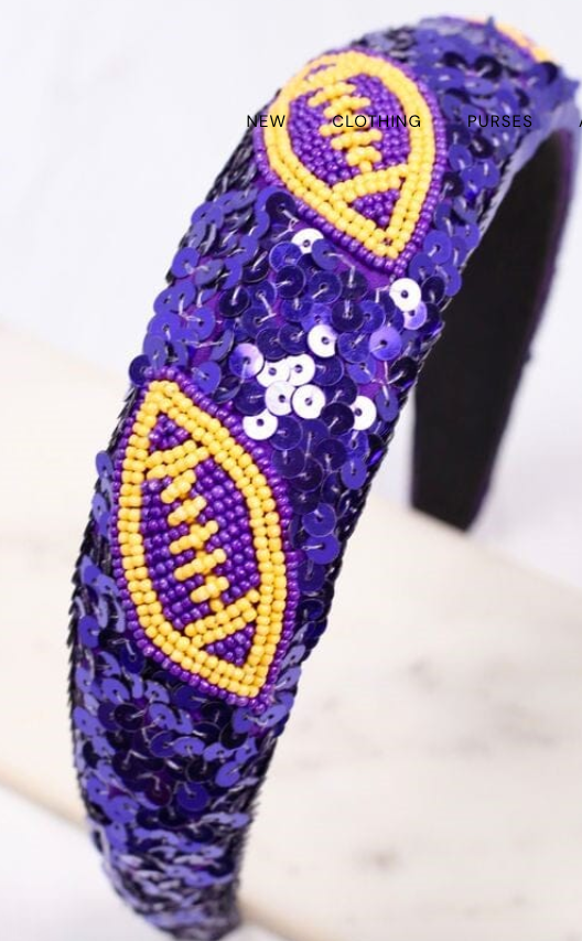 Purple Punt Football Sequin Headband