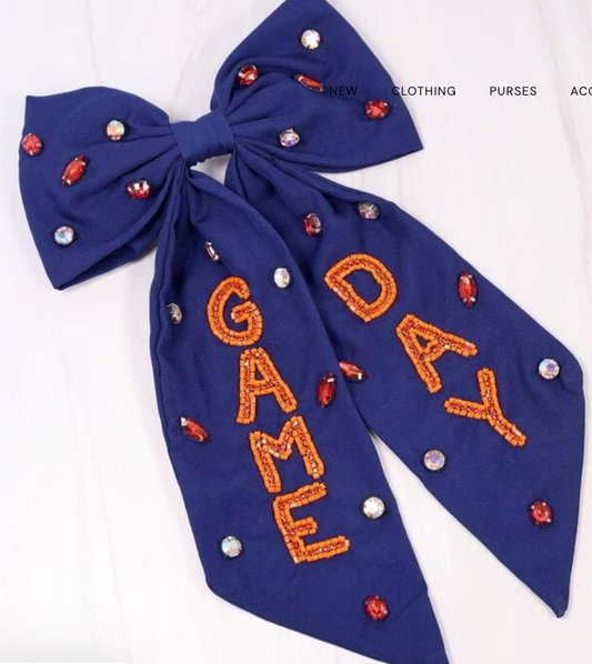 Blue Game Day Embellished Bow