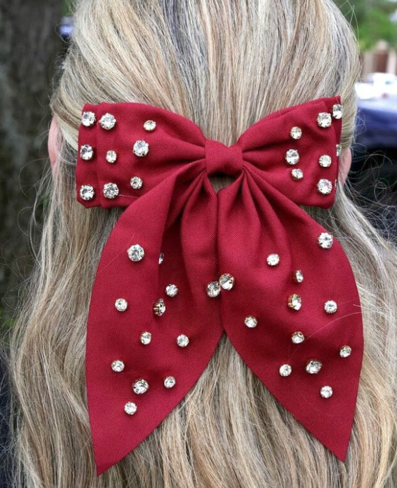 Burgundy Brett CZ Hair Bow