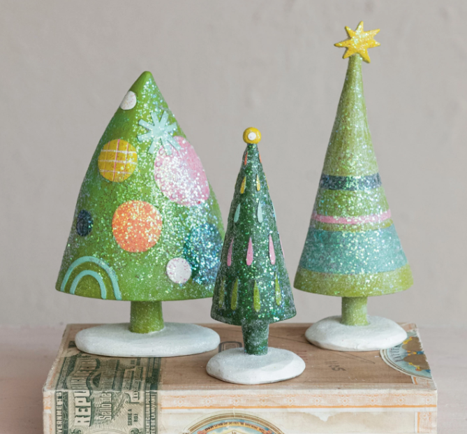 5.5" Glitter Tree Ornaments