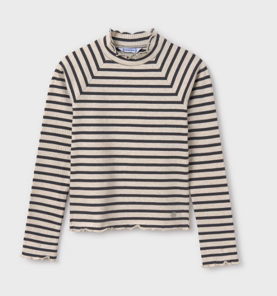 Stripe Ribbed Turtleneck   | 7002