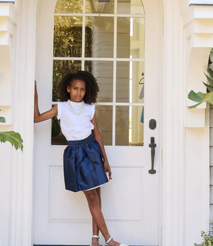 Party Skirt | Navy Taffeta