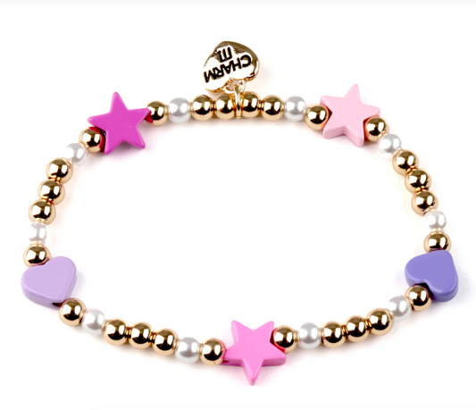 Gold Heart & Star Stretch Bracelet