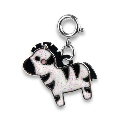 Glitter Zebra Charm