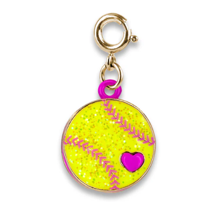 Gold Glitter Softball Charm