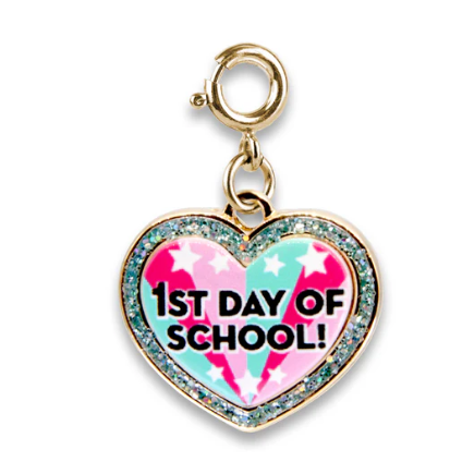 Gold Glitter First Day School Charm