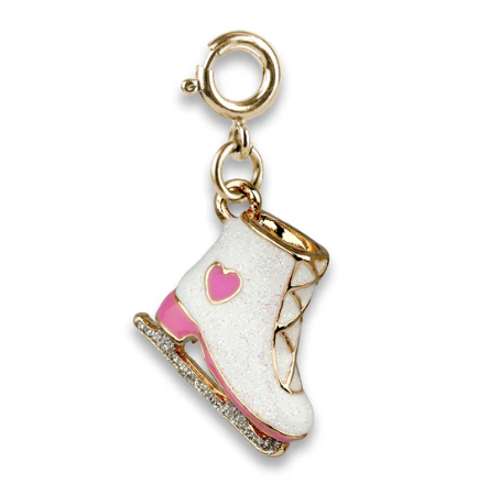 Gold Glitter Ice Skate Charm