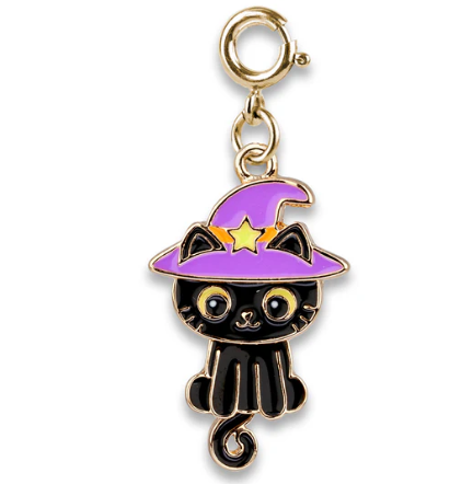 Gold Swivel Black Cat Charm