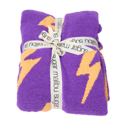 Lightning Bolt Plush Blanket | Purple/Orange