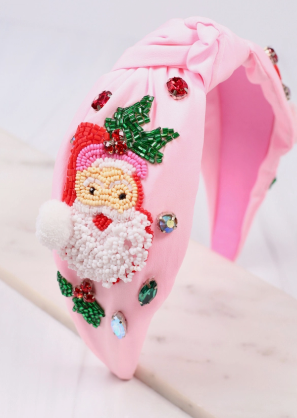 Pink Santa Claus Embellished Headband