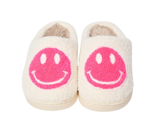 Hot Pink Smiley Face Slippers