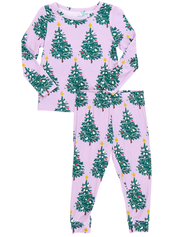 Bamboo PJ Set | Purple Flocked Tree