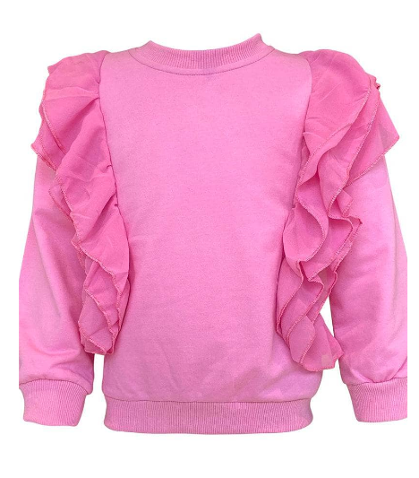 Pink Ruffle Sleeve Sweatshirt