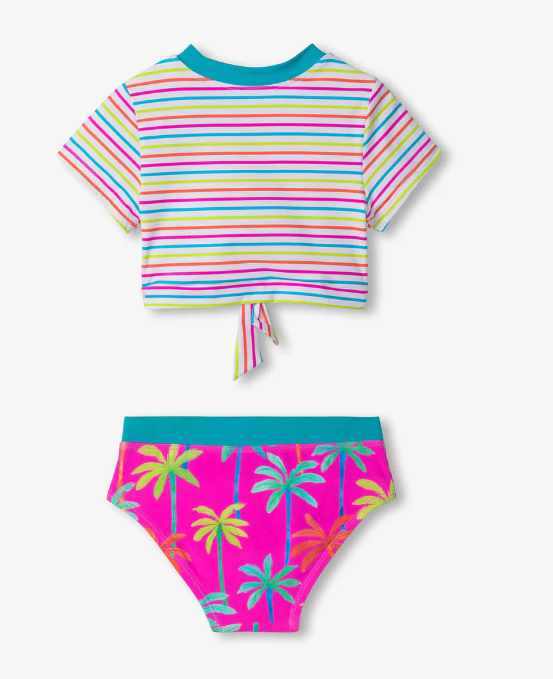 Painted Palms Short Sleeve Tankini Set