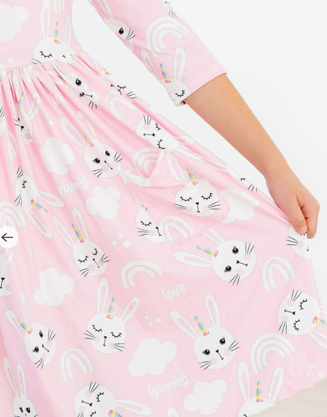 Bunny Love 3/4 Sleeve Pocket Twirl Dress