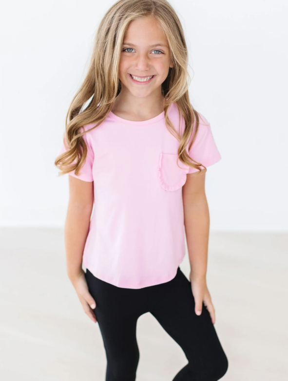 Bubblegum Pink Ruffle Pocket Tee