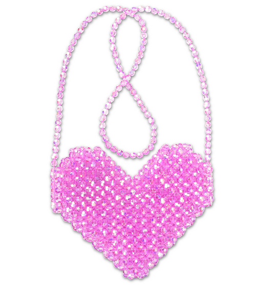 Shimmering Beaded Heart Crossbody Bag