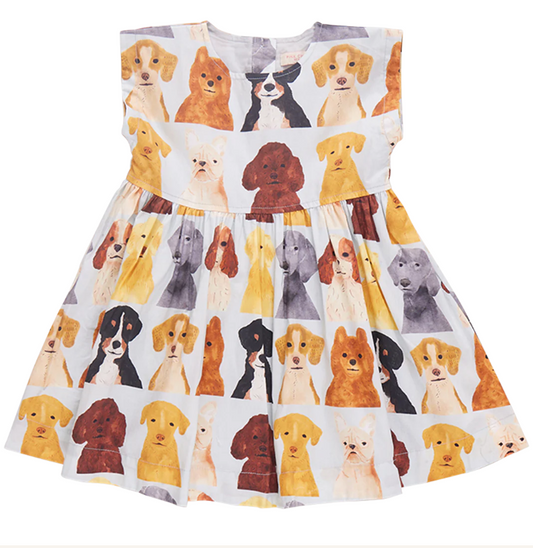 Blue Watercolor Dogs Adaline Dress