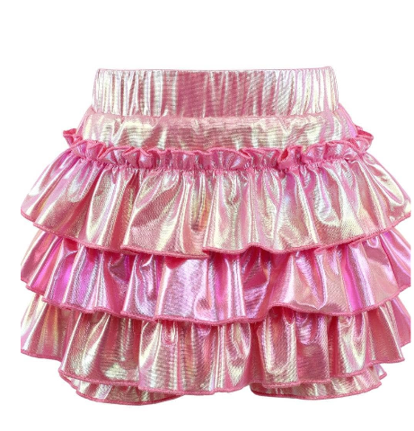 Pink Hologram Ruffle Skort