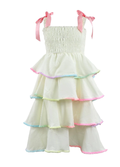 Rainbow Tiered Bow Dress