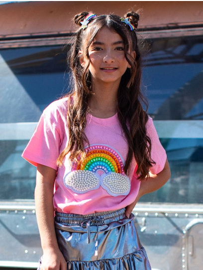 Pink Rainbow Pearl Patch T Shirt