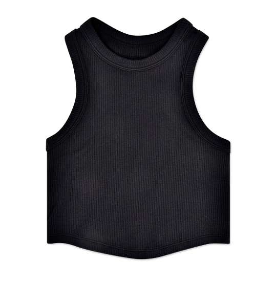Black Cropped Racer Back Top