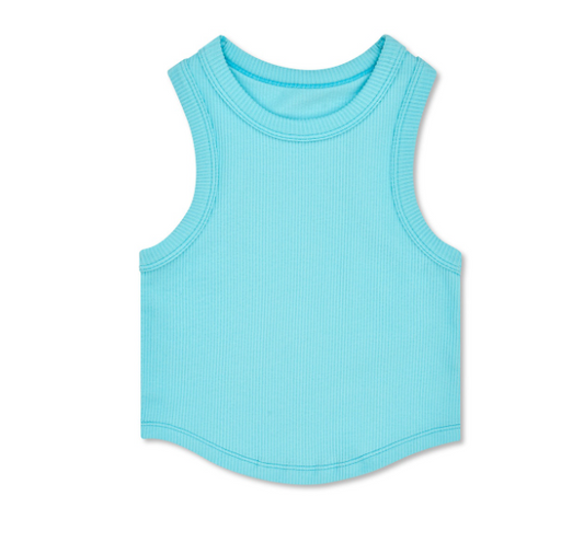 Ice Blue Cropped Racer Back Top