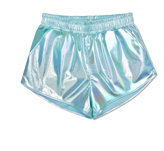 Ice Blue Metallic Shorts