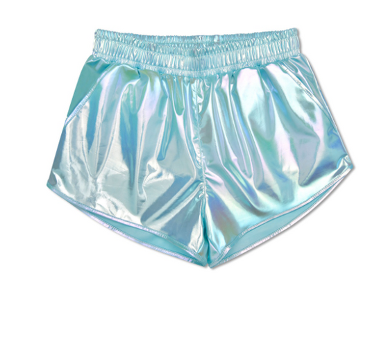 Ice Blue Metallic Shorts