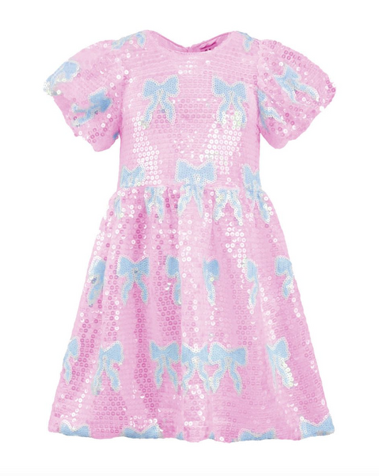 Baby Blue Sequin Bow Dress