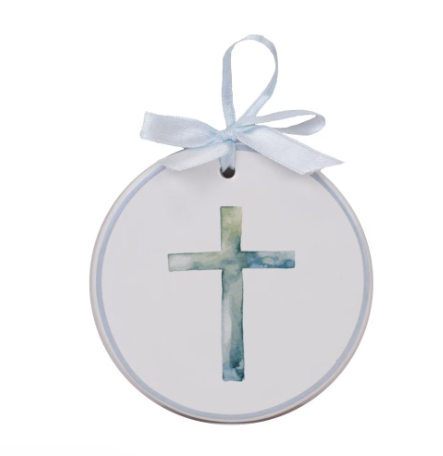 Watercolor Cross Embossed Ornament