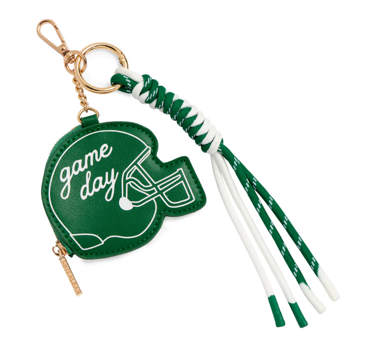 Green Game Day Hemet Bag Charm/Keyring