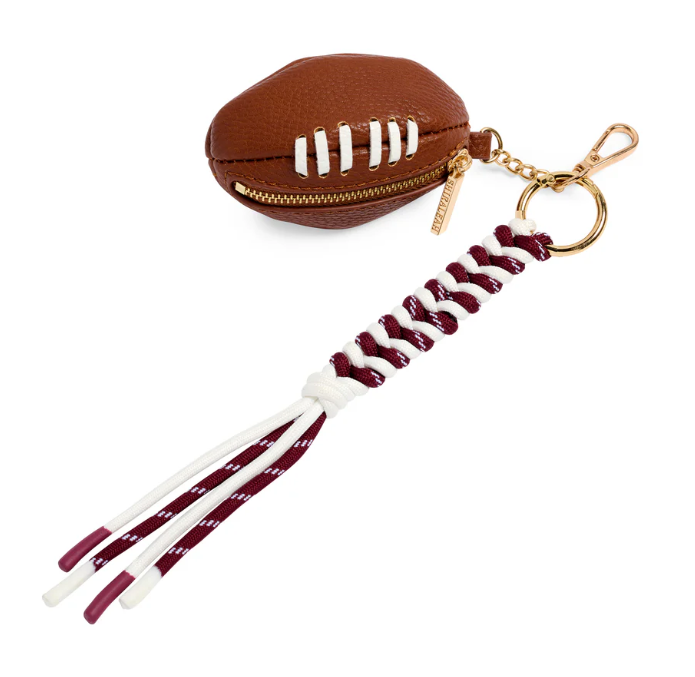 Maroon Football Bag Charm/Keyring