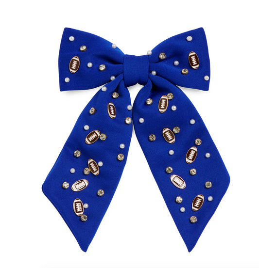 Blue Game Day Charm Bow Clip