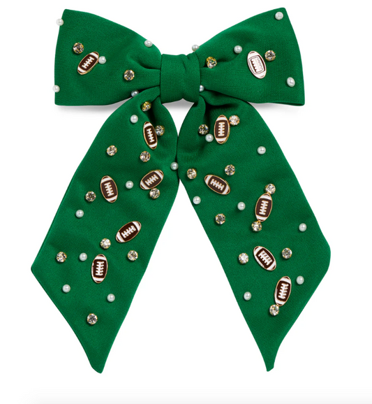 Green Game Day Charm Bow Clip